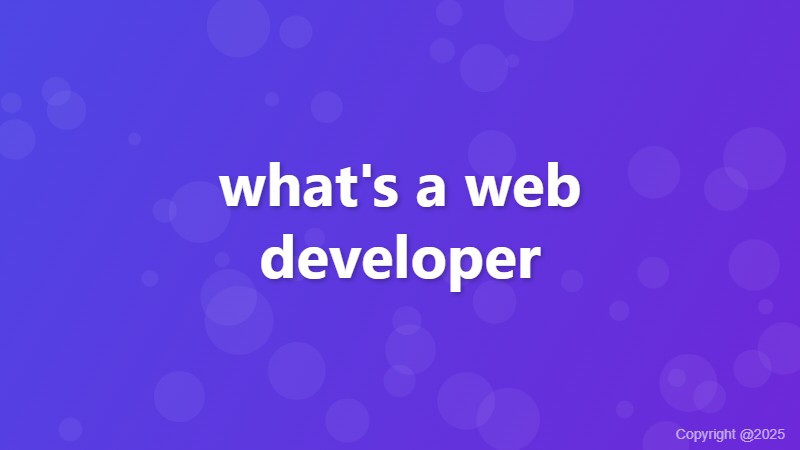 what's a web developer
