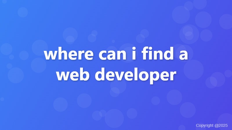 where can i find a web developer