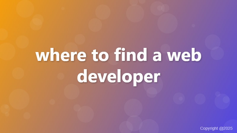 where to find a web developer